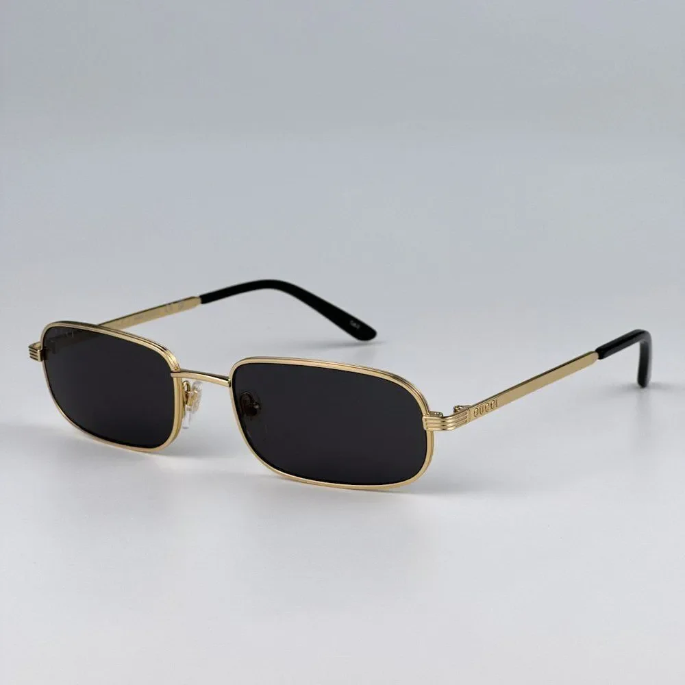 NEW Gucci GG1457S 001 Gold Grey Rectangle Metal Unisex Sunglasses GG 1457S - Picture 7 of 14
